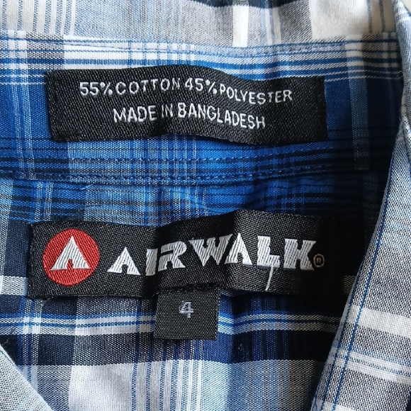 Airwalk Blue and White Plaid Short-Sleeve Button Shirt - Picture 2 of 4